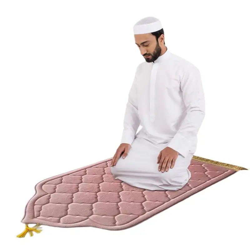 

Flannel Prayer Mat Worship Blanket Worship Kneel Embossing Floor Carpets Non-slip Soft Portable Travel Prayer Rug Ramadan Gift