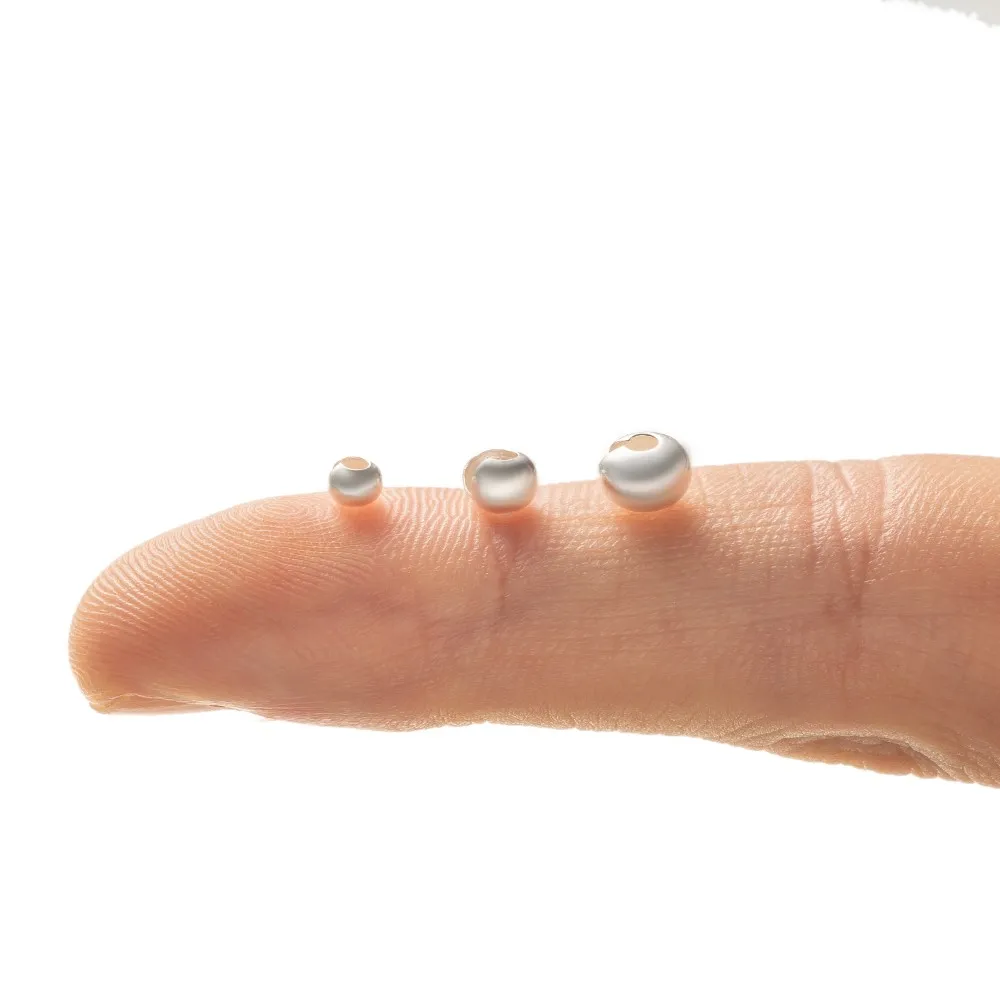 Полукруглые Обжимные бусины из стерлингового серебра 925 пробы свободные для