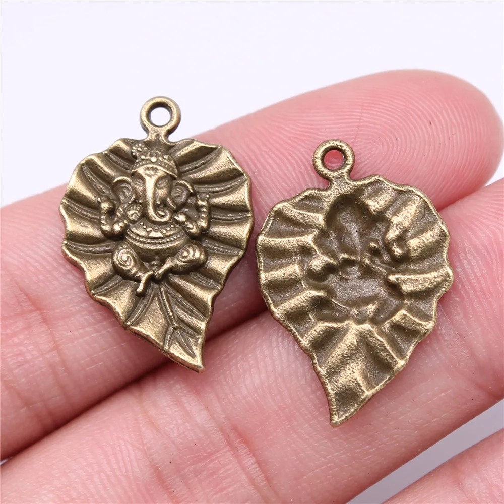 

10 шт., подвески в виде листа слона, 25 х17 мм