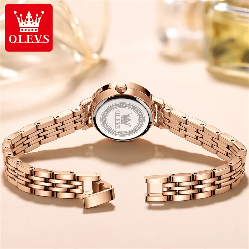 Reloj OLEVS Luxury Brand Rose Gold Diamond Women Watches Fashion Ladies Quartz Watch Bracelet Small Dial Simple Watch 2023 enlarge