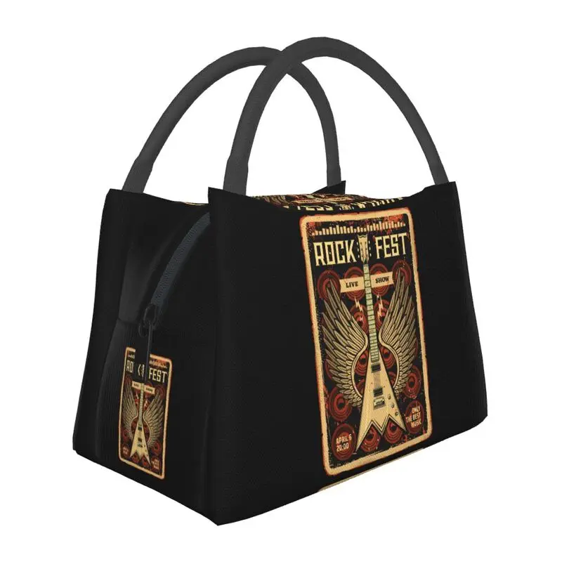 

Ретро-гитара Рок, праздничная изолированная сумка для завтрака для кемпинга, путешествий, тяжелый металлический музыкальный многоразовый термоохлаждающий Ланч-бокс для женщин