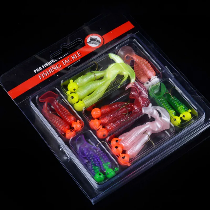

17PCS Soft Bait Single Tailed Tail Locust Lead Hook Set Bionic Pseudo-bait Road Lure Soft Bait Fishing Lures