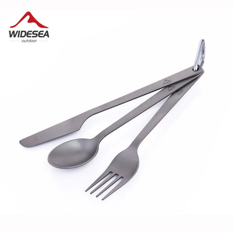 

Widesea Titanium Spoon Fork Knife Set 50G Camping Tableware Ultralight Travel Tourist Outdoor Cookware Gear Equipment