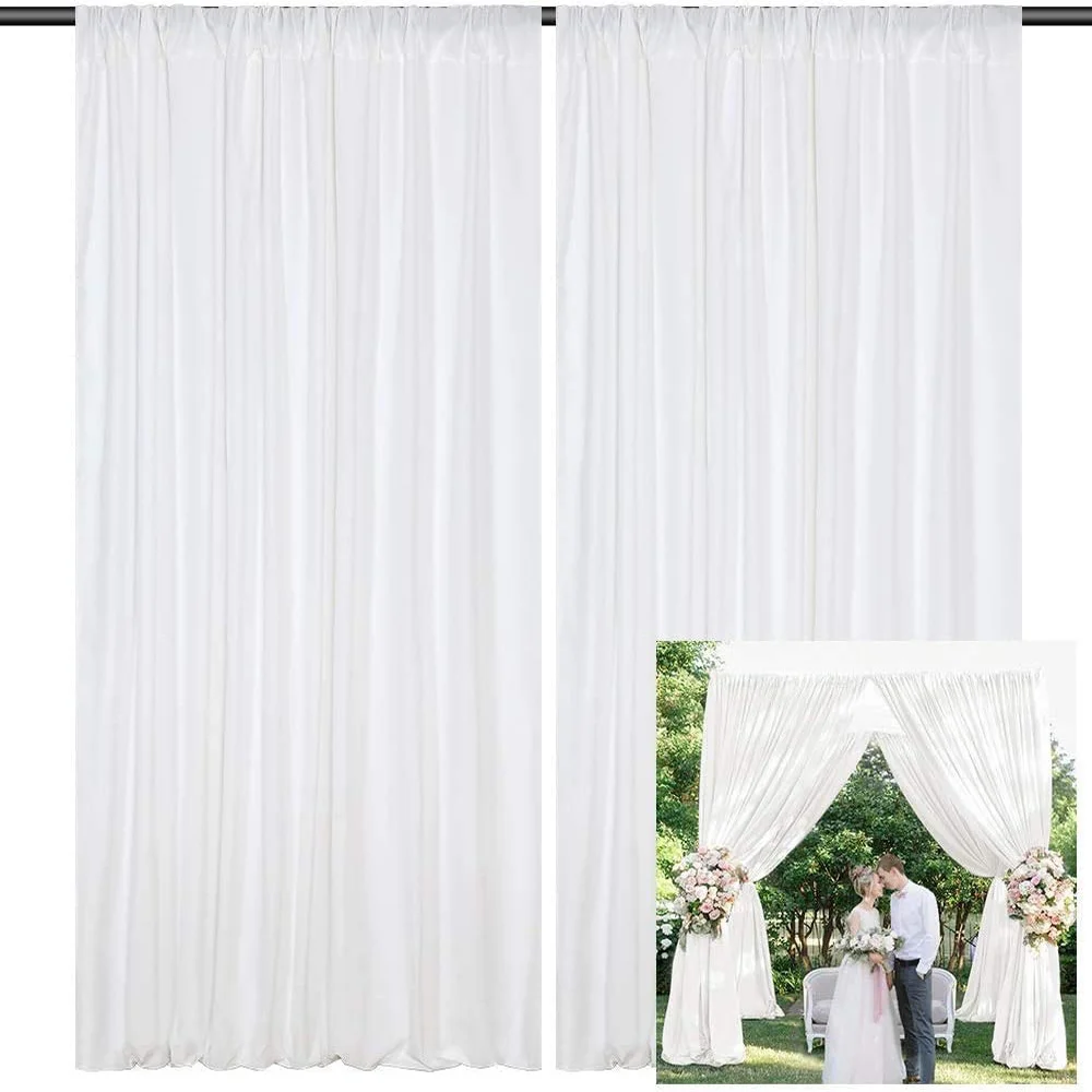 

2 Panels White Romantic Outdoor Lawn Wedding Background Curtains Birthday Baby Shower Party Background Decorative Cloth