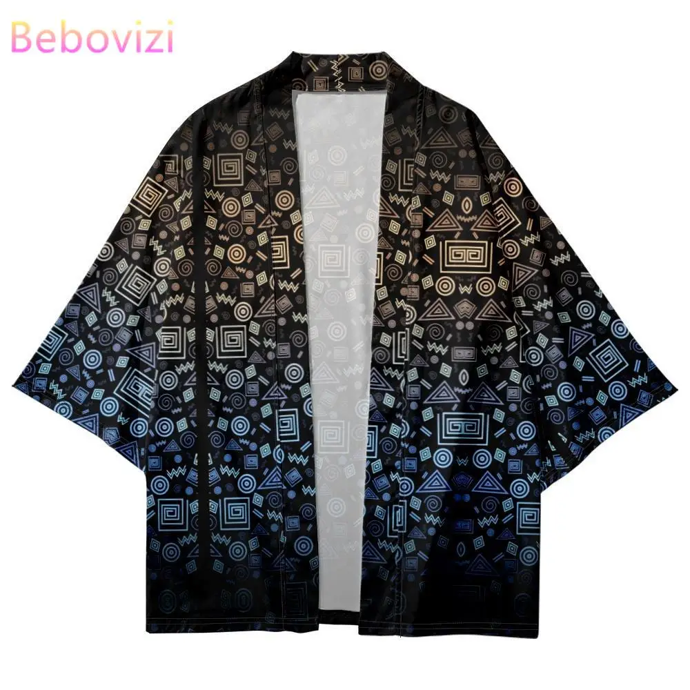 

Summer Fashion Geometry Print Japanese Kimono Casual Beach Cardigan Yukata Streetwear Women Men Haori Top Asian Clothing