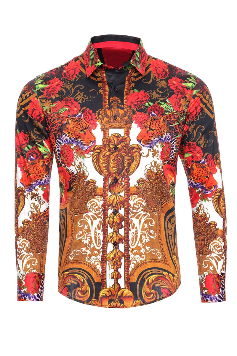 Рубашка мужская с длинным рукавом и отложным воротником люксовая модная блуза