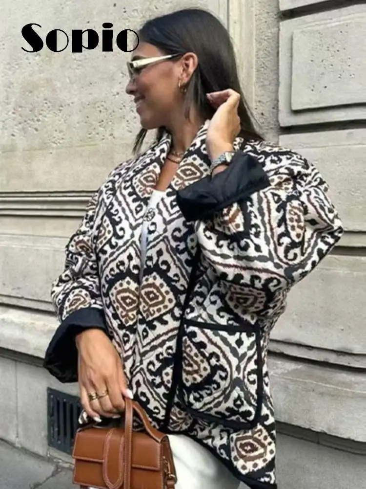 

Женская Стеганая куртка с длинным рукавом, повседневный Свободный кардиган из хлопка, Осень-зима 2023