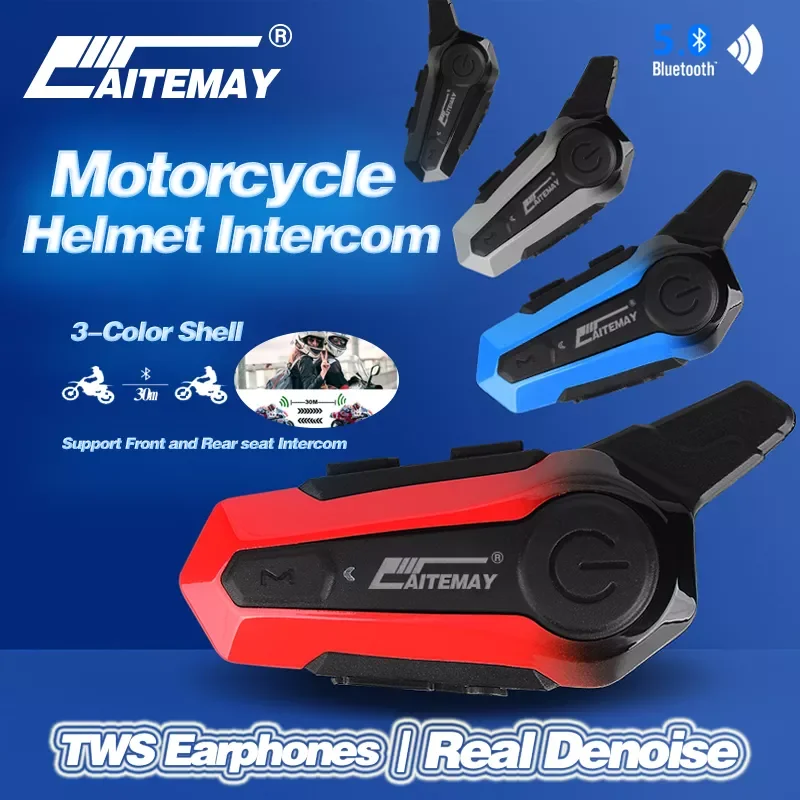 Motorcycle Fashion Bluetooth Intercom Helmet Headset  Pairing 2 Riders Talking  Waterproof Interphone Headset Handsfree Call