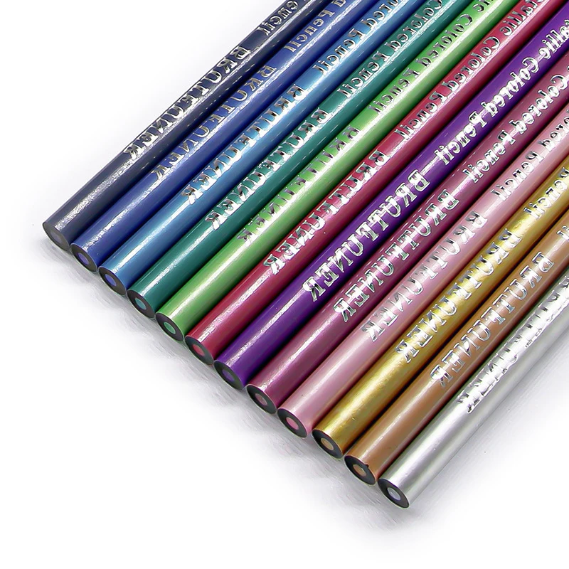 12 Colors Metallic Pencil Drawing Sketching Pencils Set Painting Colored Pencil School Supplies Art Supplies Lapices De Colores images - 6
