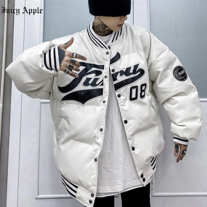 

Winter Coat 2022 For Women Letter Pattern Print Pockets Thick Parkas Casual Loose Streetwear Jacket Office Lady Female Clothing