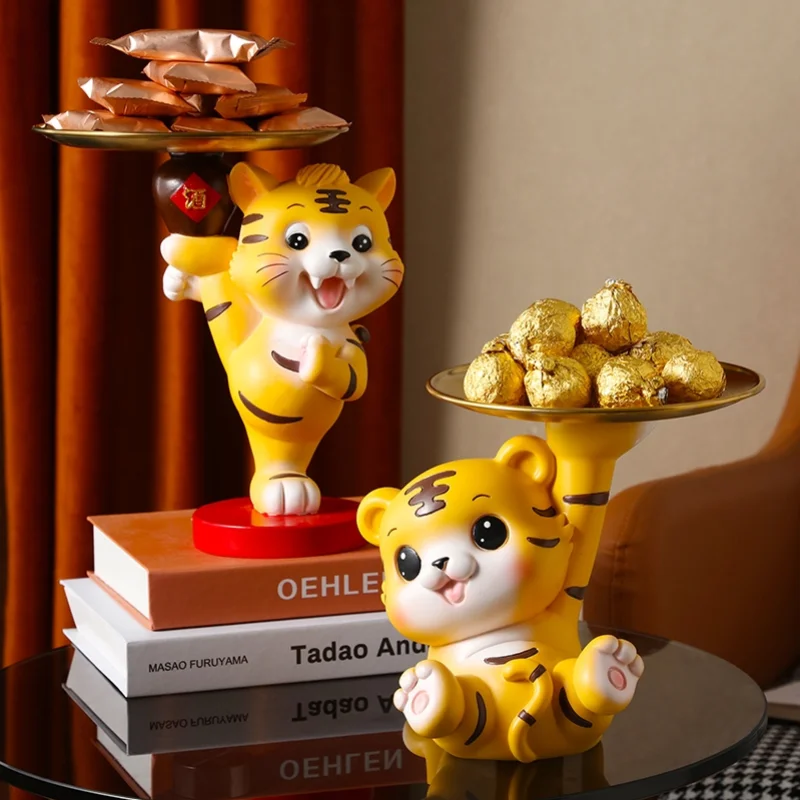 

Tray Key Storage Decoration Tray Living Room Entrance Spring Festival New Year Decorations 2022 Year of the Tiger SpongeBob Gift
