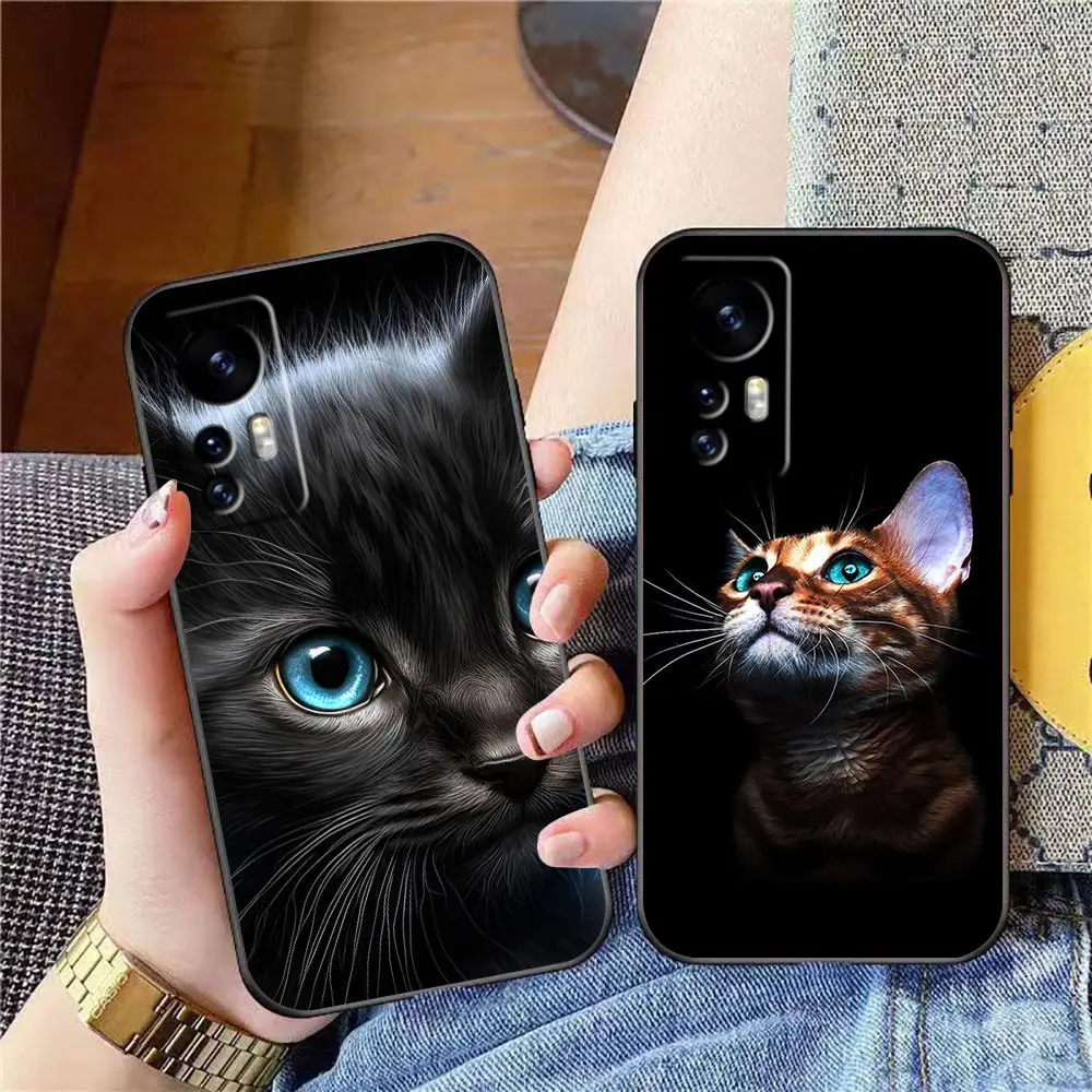 

Phone Case For Xiaomi Mi 13 12 12X 12T 11 11T 10 9 8 Pro Lite Plus TPU Case Funda Coque Shell Capa Cover Cute Cat Silver Wolf