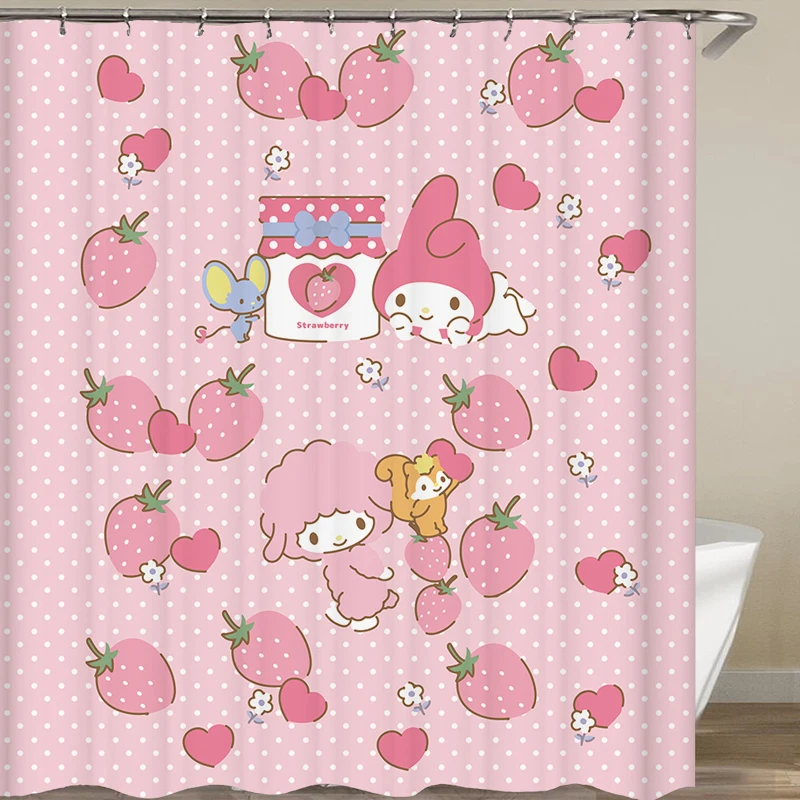

Sanrio My Lovely Shower Curtain Set Bathroom Waterproof Curtain Toilet Door Curtain Partition Curtain Free Punching Partition
