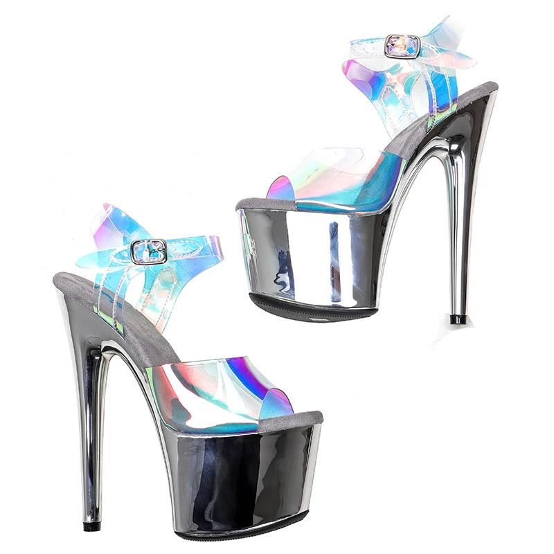 Leecabe 17CM/7Inch Holographic Exotic Sexy Fashion Platform Sandals  party High Heels Shoes Pole Dancing Shoes