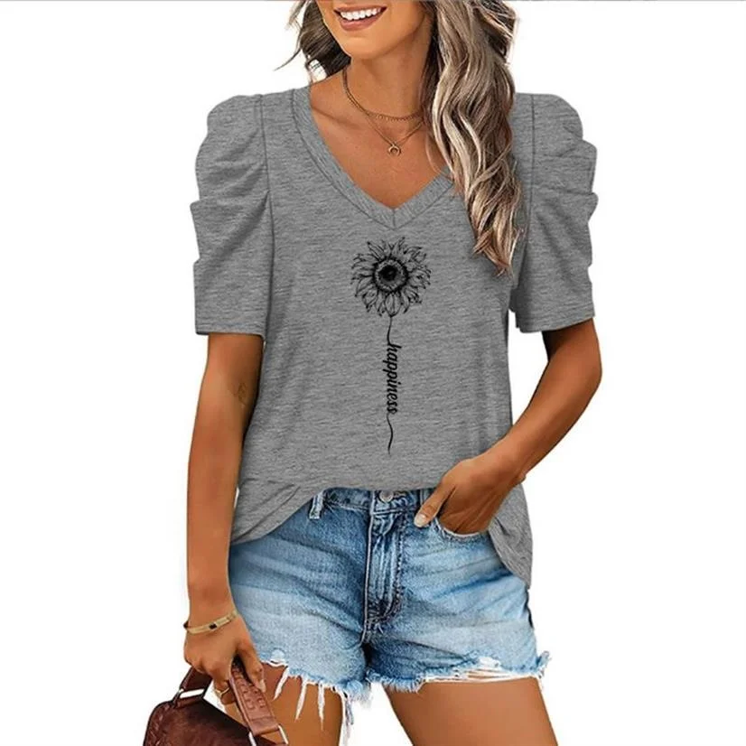 Женская футболка с V-образным вырезом коротким рукавом |