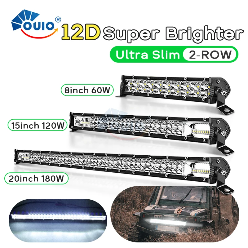 

OUIO Work Light Super Bright LED Light Bar 6D 8"15"20" Offroad Combo Led Bar for Lada Truck4x4SUV ATV Niva 12V 24V Auto Led Ramp