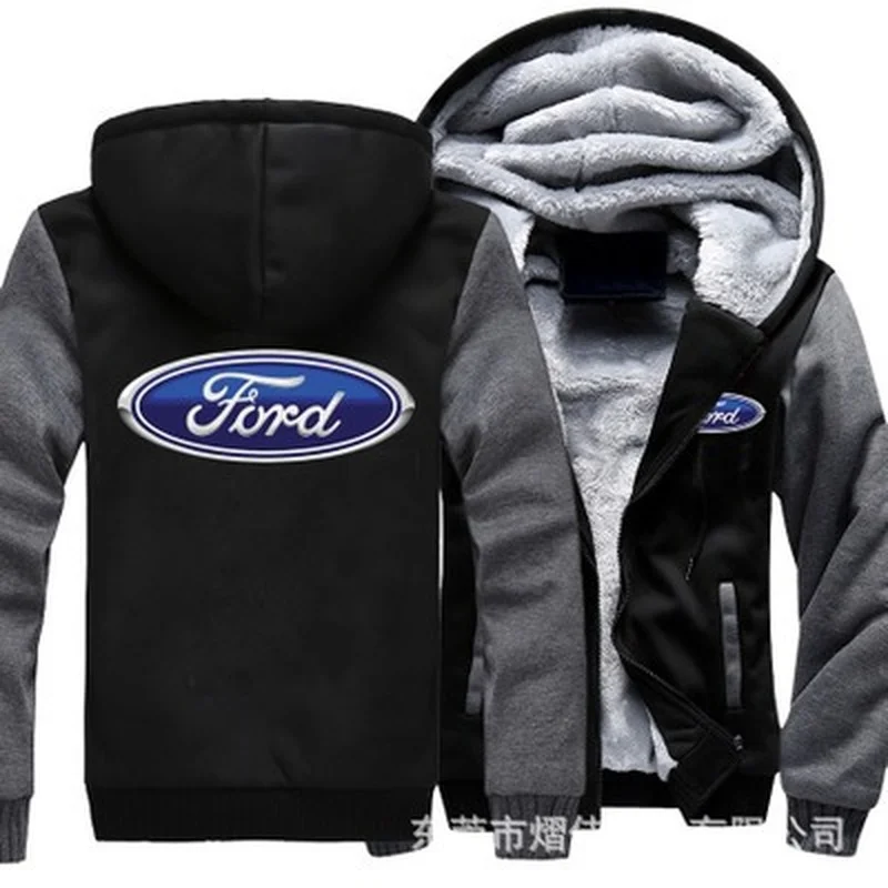 

Новинка 2022, зимние толстовки, мужская куртка с логотипом Ford, утепленная флисовая хлопковая куртка реглан на молнии, мужские спортивные кост...