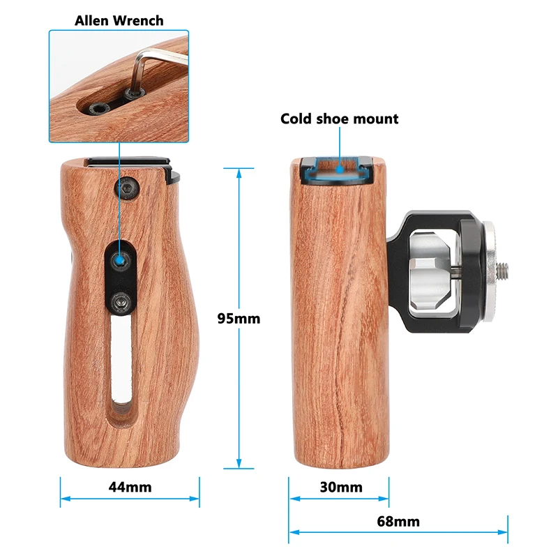 CAMVATE Universal Wooden Handgrip with ARRI-Style Rosette M6 Male Connection Mount For Camera Cage A Pair Handle Grips