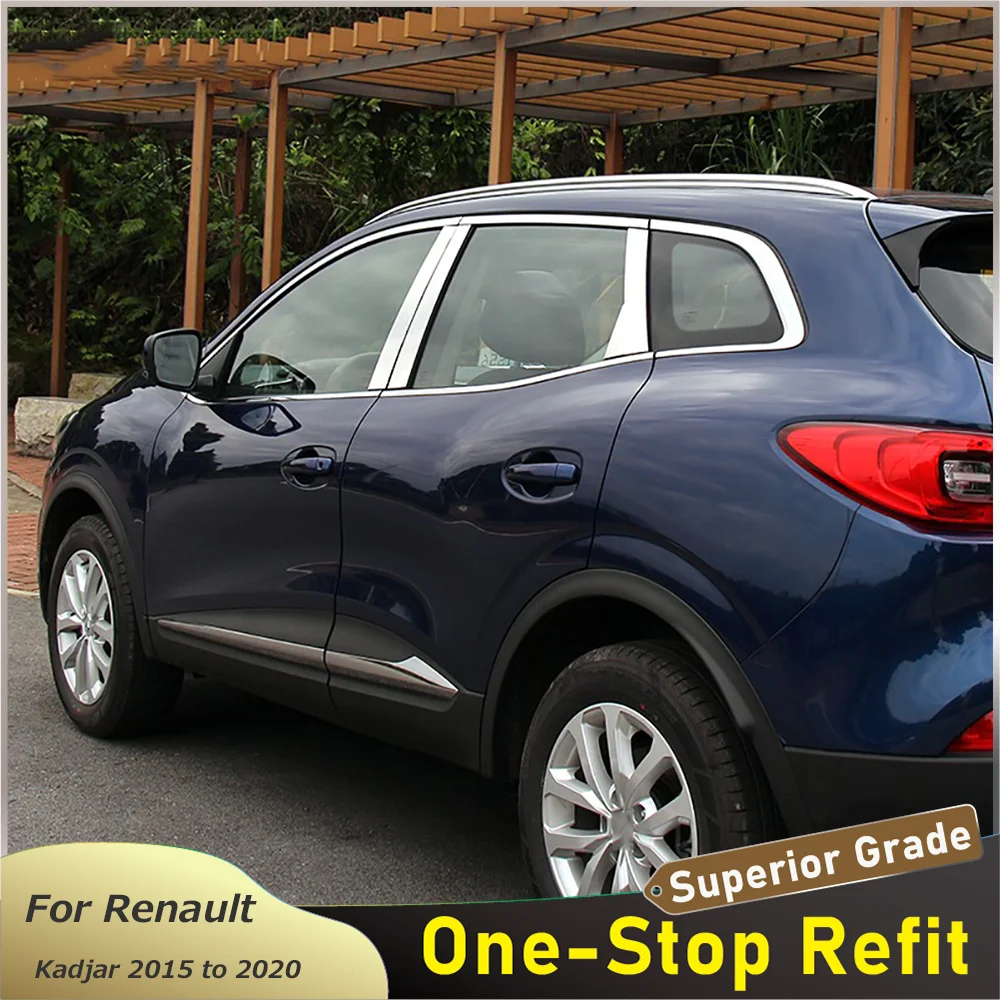 

For Renault Kadjar 2015 2016 2017 2018 2019 2020 Stainless Steel Window Trims Center Pillars B + C Pillar Cover Sticker