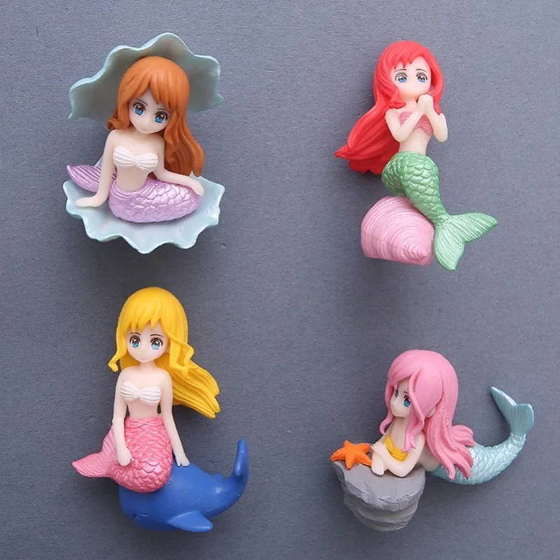 

Kawaii Mermaids Fridge Magnets for Girls 3D Lovely Princesses Magnetic Stickers for Message Board Black Magnets Home Decor