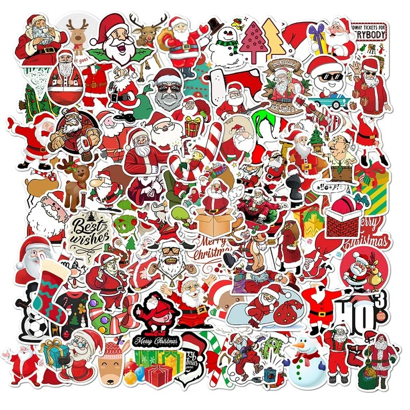 

10/50/100pcs Santa Claus Merry Christmas Stickers Decor Guitar Laptop Pad Phone Refrigerator Cup Scrapbook Skateboard Kids Gift