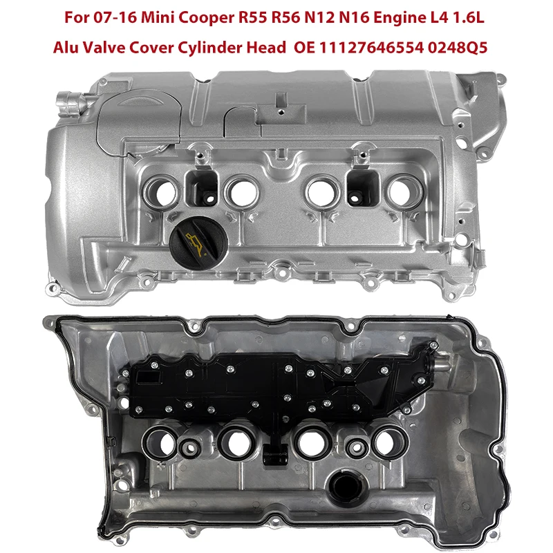 

Алюминиевая крышка клапана двигателя, головка блока цилиндров 11127646554 для 07-16 Mini Cooper R55 R56 N16 N12 1,6 л 11127553799 0248Q5 11127567162