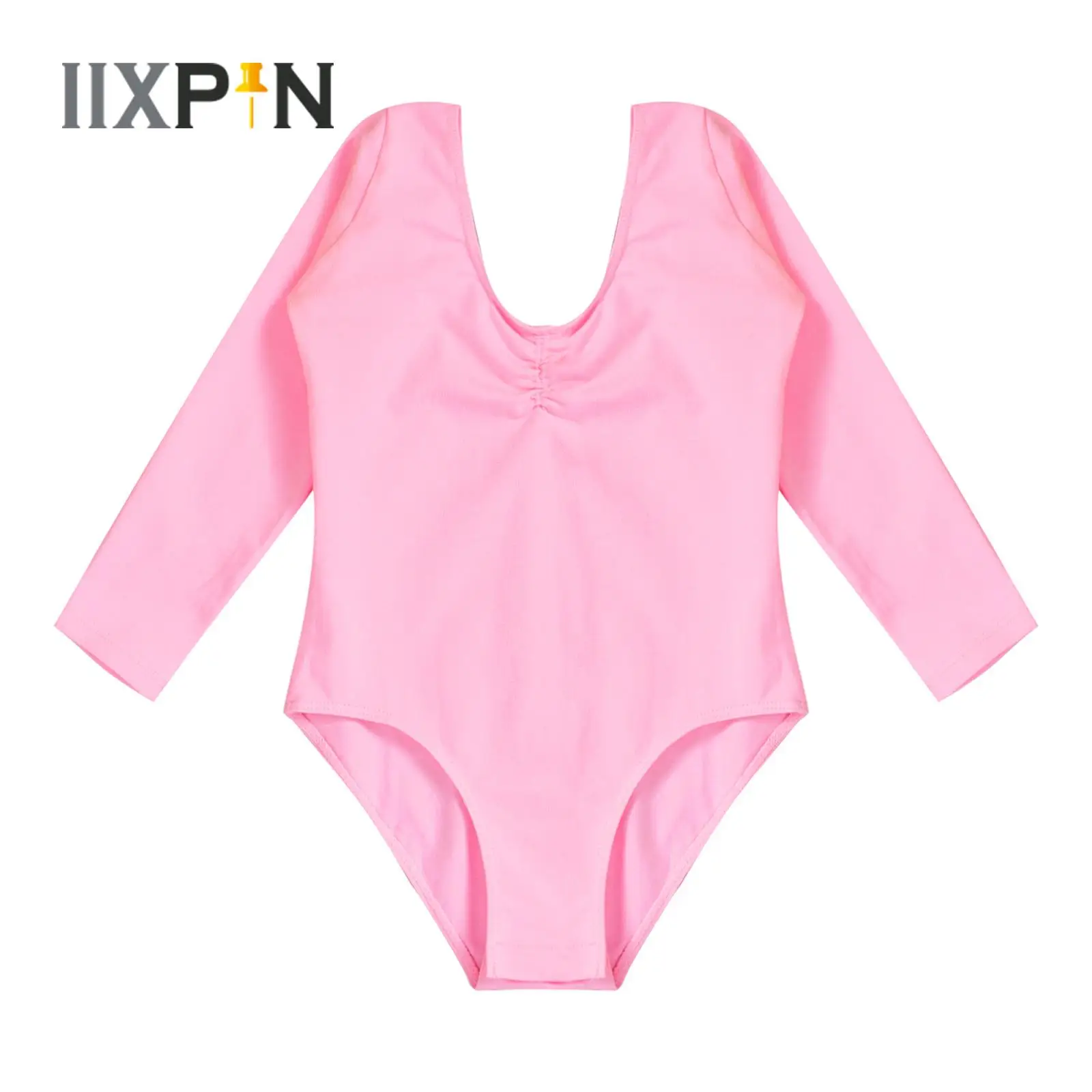 

Kids Girls Ballet Dance Leotards Cotton Long Sleeve Solid Color Bodysuit with Briefs for Gymnastic Practice Ballerina Dancewear