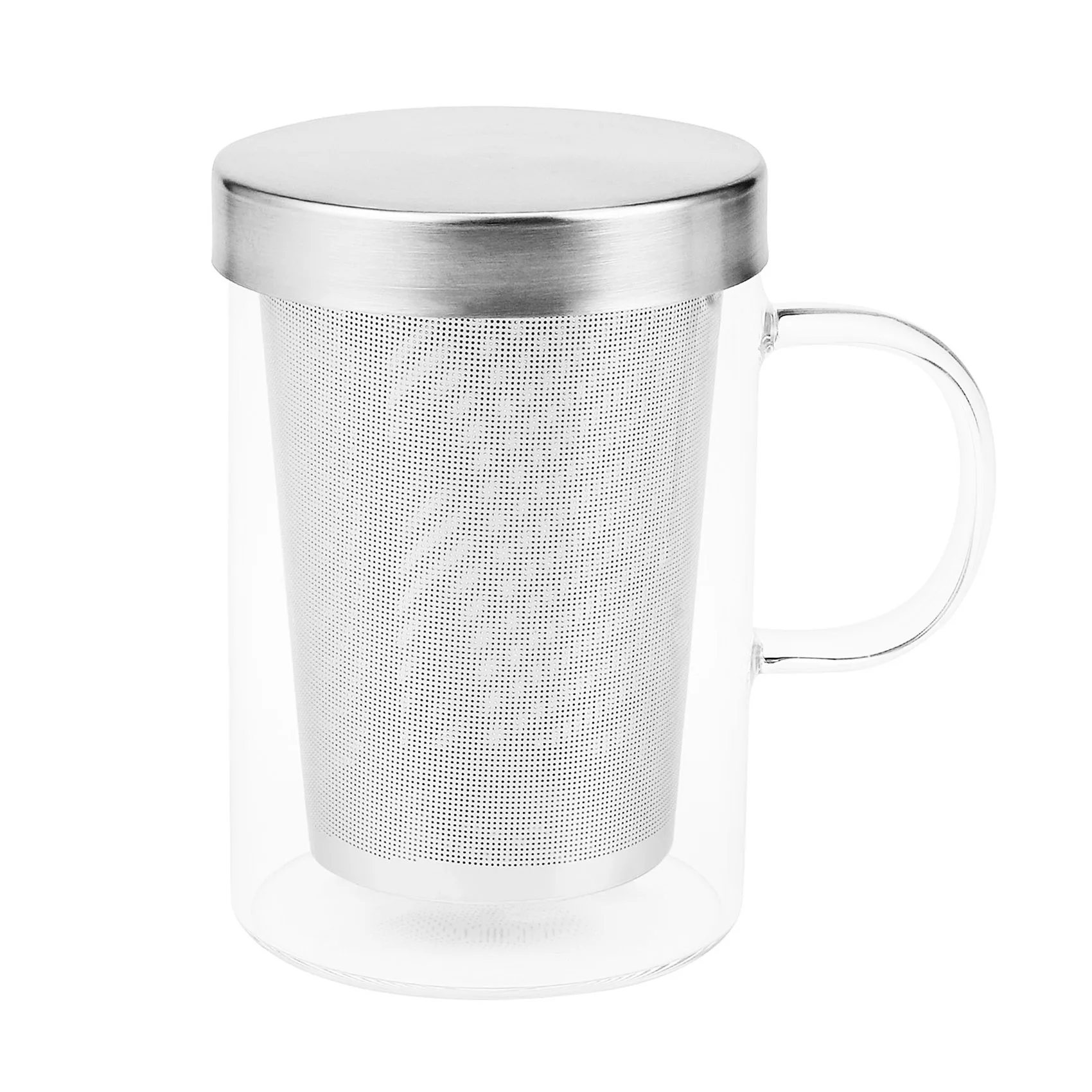 

500Ml Travel Heat-Resistant Glass Tea Infuser Mug with Stainless Steel Lid Coffee Cup Tumbler Kitchen Heat-Resistant Large