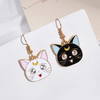 harong new sailor moon cat earrings luna and artemis anime inspired enamel drop earrings kawaii animal jewelry for girl women