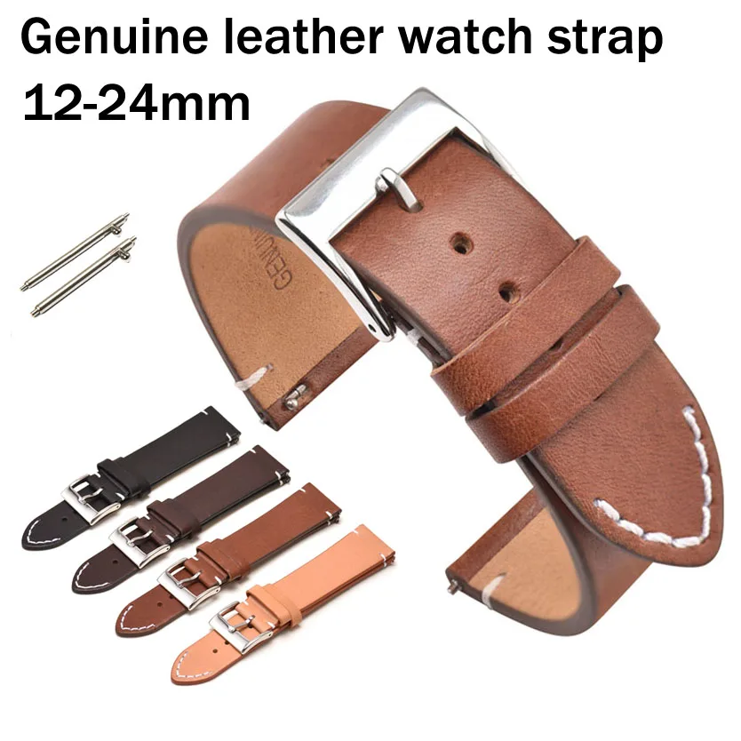 

Leather Watch Strap 12mm 14mm 16mm 18mm 20mm 22mm 24mm Pin Buckle Watch Band Bracelet Universal Genuine Cowhide Wristbelt