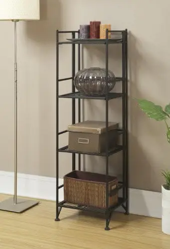 

Storage 4 Tier Folding Metal Shelf, Black