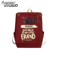 2020 new stranger things canvas backpack women student backpack letters print school bag teenager ribbons backpack oxford cloth