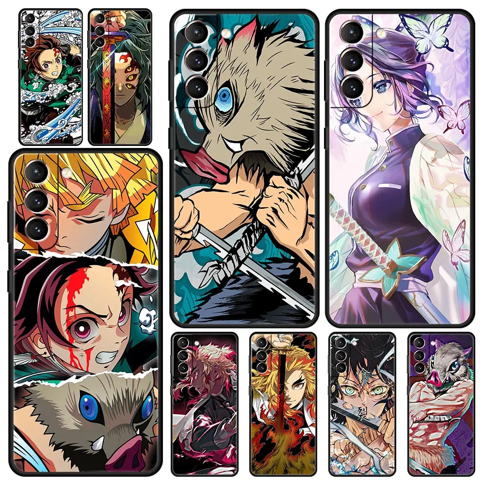 

Japan Anime Demon Slayer Cute Phone Case For Samsung Galaxy S22 5G S20 Ultra S21 FE S10 S9 Plus S10E S8 Note 10 Lite 20 Cover