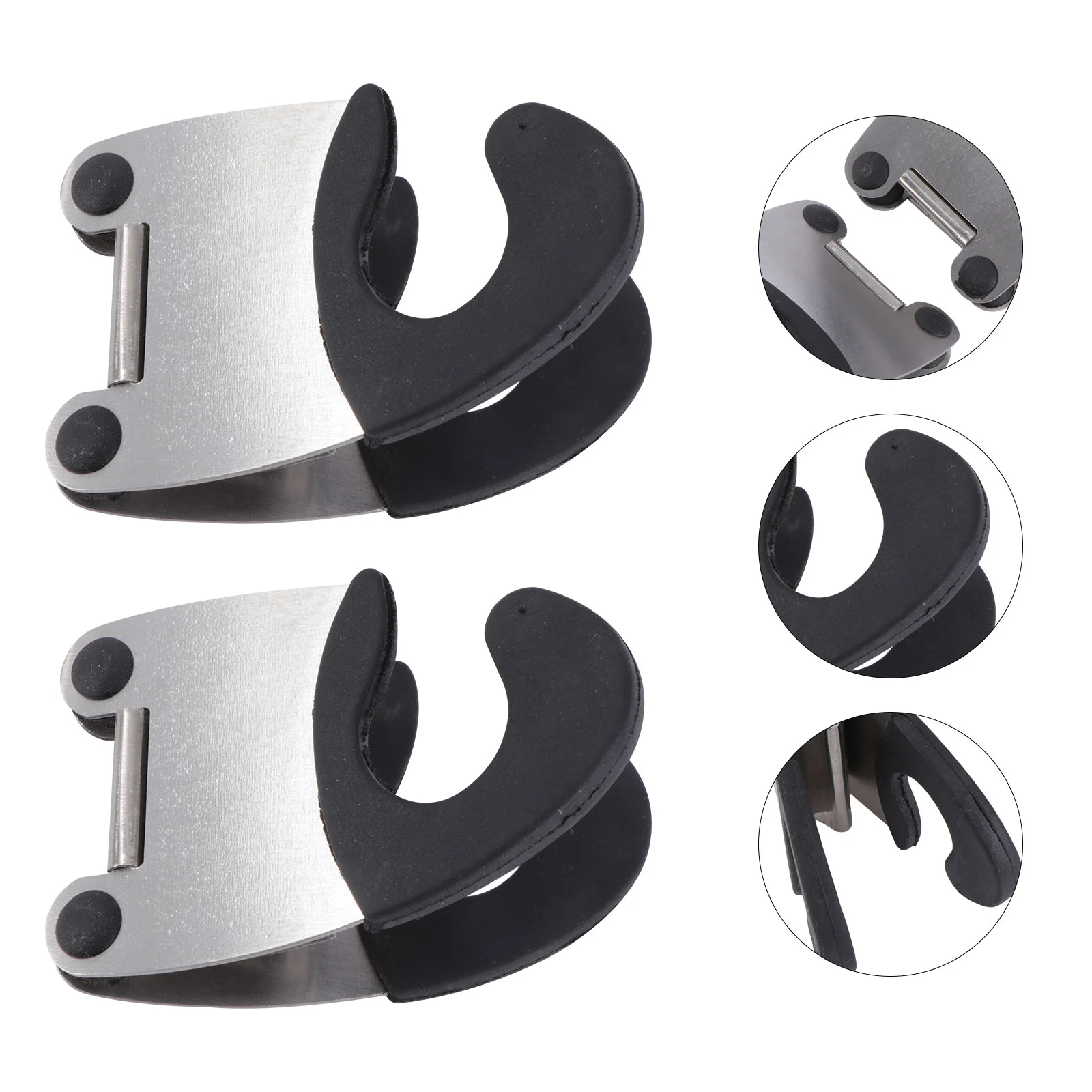 

2PCS Stainless Steel Spoon Holder Anti-scald Rubber Pot Clip Kitchen Gadget Spatula Utensil Rest (Black)