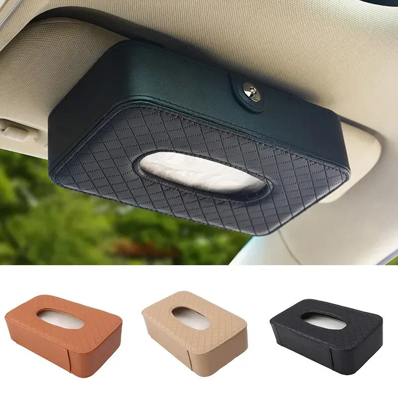 

Leather Sun Visor Napkin Box Holder Hanging Car Mask Holder Shading Tissue Case Organizer Auto Storage Decoration Craft Ornament