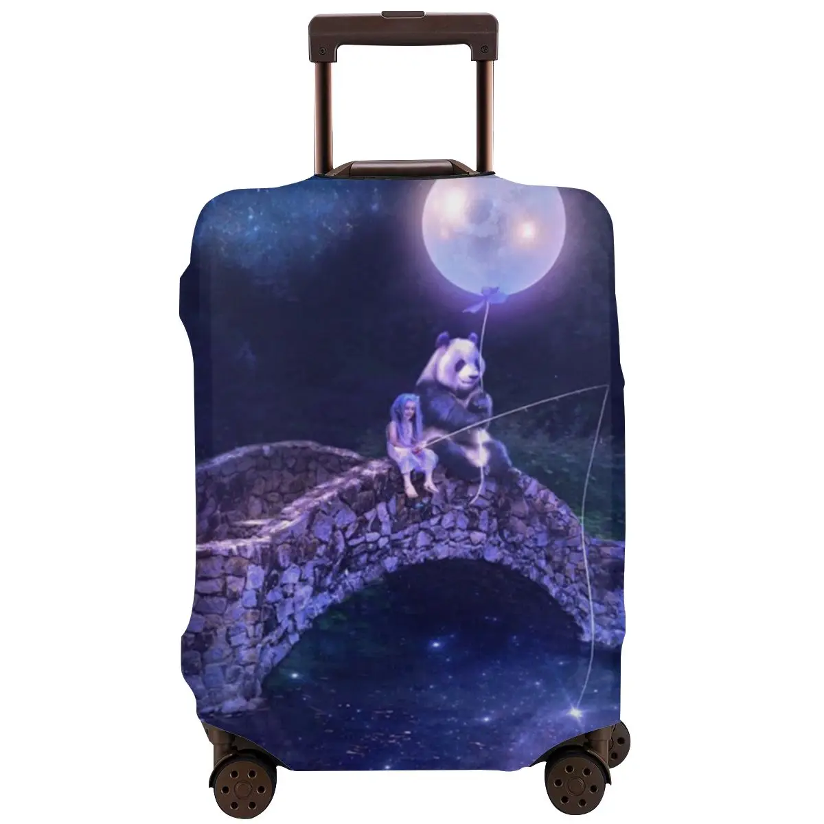 

Моющийся чехол для чемодана Dream Night Star Moon Panda Fishing, толстый дорожный защитный чехол для багажа, пылезащитный чехол, аксессуары