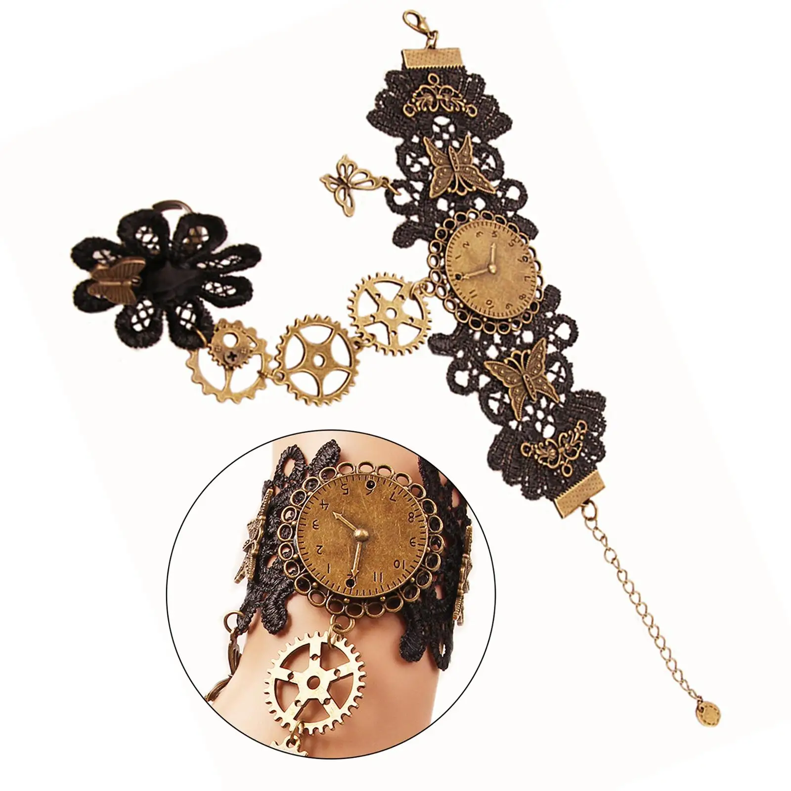 Браслет кружевной без пальцев аксессуар в готическом стиле для косплея