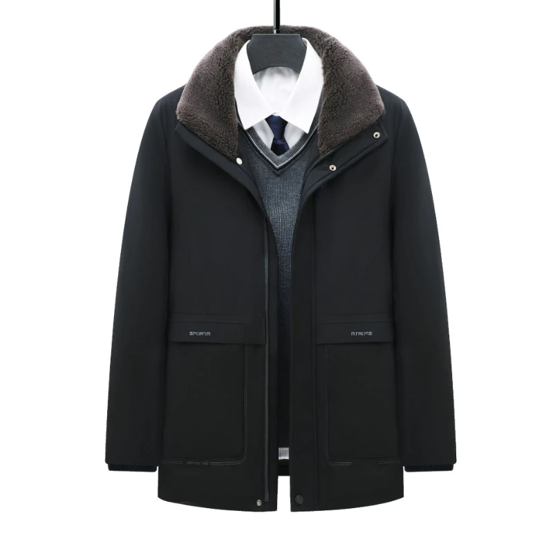New 2022 Cotton Coat Men's New Business Winter Casual Men's Plus Velvet Thickened Men's Cotton Coat Winter Coat