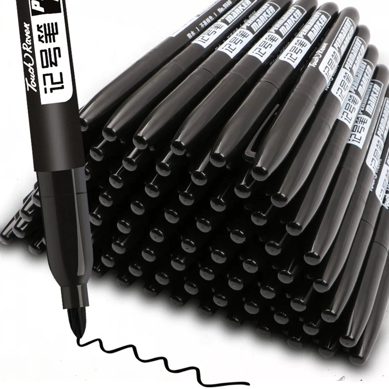 3/6Pcs Black Oily Marker Pen Does Not Fade Waterproof Hook Line 1.5mm Color Painting Stationery Office Supplies |