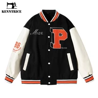 kenntrice men baseball jacket spring new loose american style sport casual clothes top fashion trends collarless teeneger coat