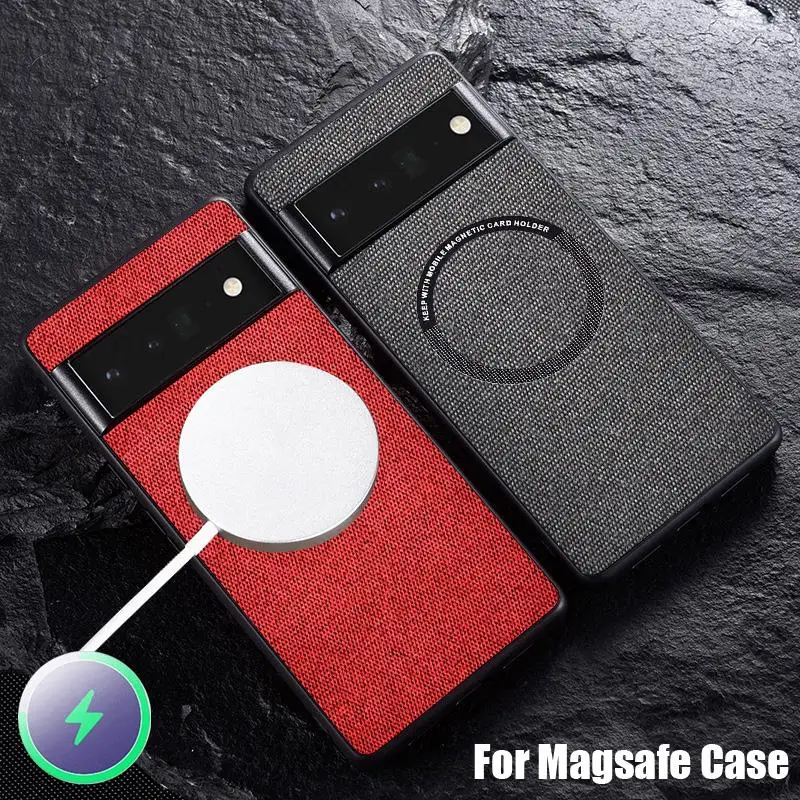 

Cases For Google Pixel 8 Pro 5G For Magsafe Fabric Cloth Magnetic Case For Google Pixel 7A 6A 6 7 8 Pro Wireless Magsafing Cover