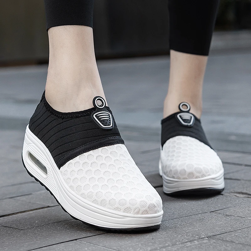 Women's Ladies Casual Sneakers Slip-on Walking Shoes Zapatillas Mujer Air Cushioning Rubber Platform Chaussure de Sport Femme