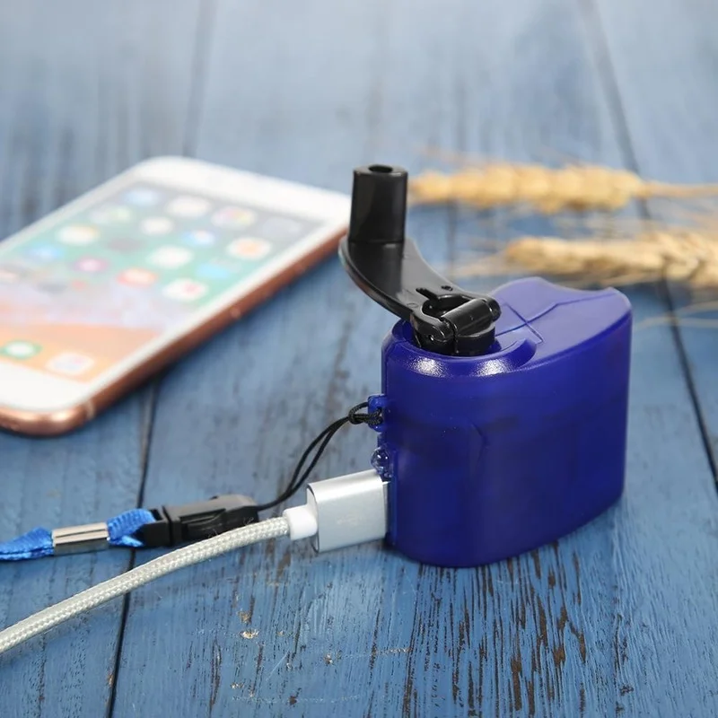 portable 1 piece usb phone emergency charger camping hiking edc outdoor sports hand crank travel charger camping free global shipping