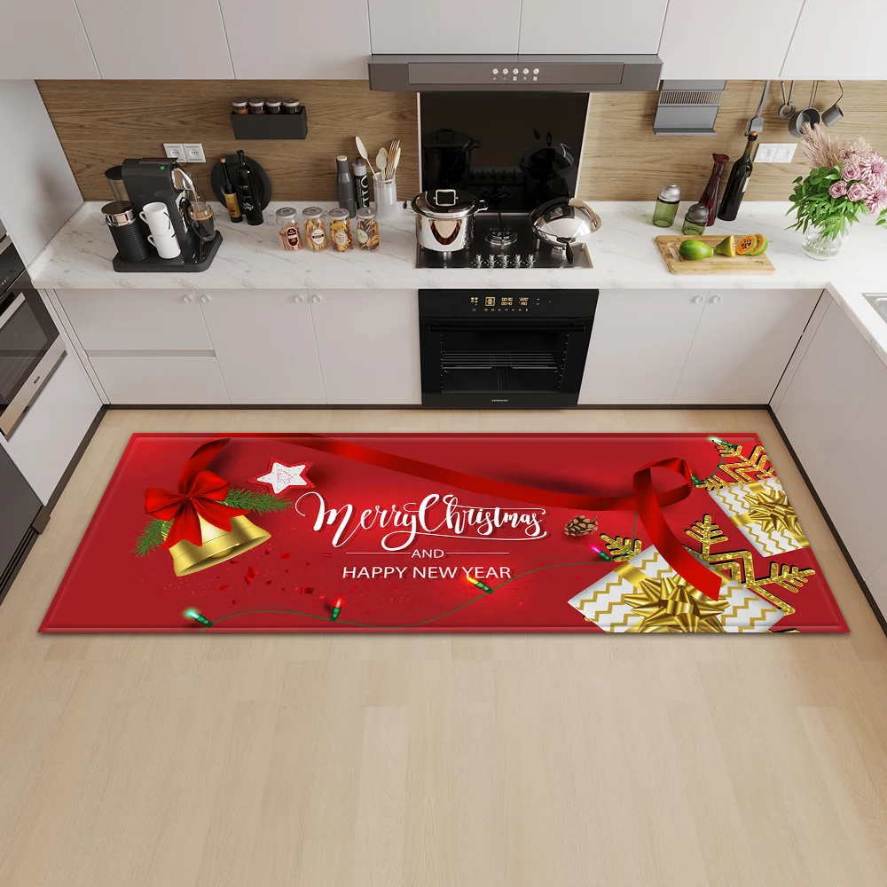

Рождественский Придверный коврик для кухни, украшение для спальни, дома, прихожей, балкона, ванной, противоскользящий ковер, ковер для гости...