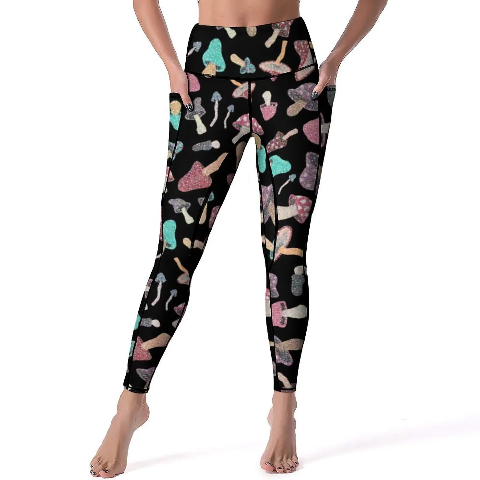 

Cute Mushroom Quality Yoga Pants Fungus Print Leggings Sexy Fitness Leggins Women Novelty Stretchy Sport Legging