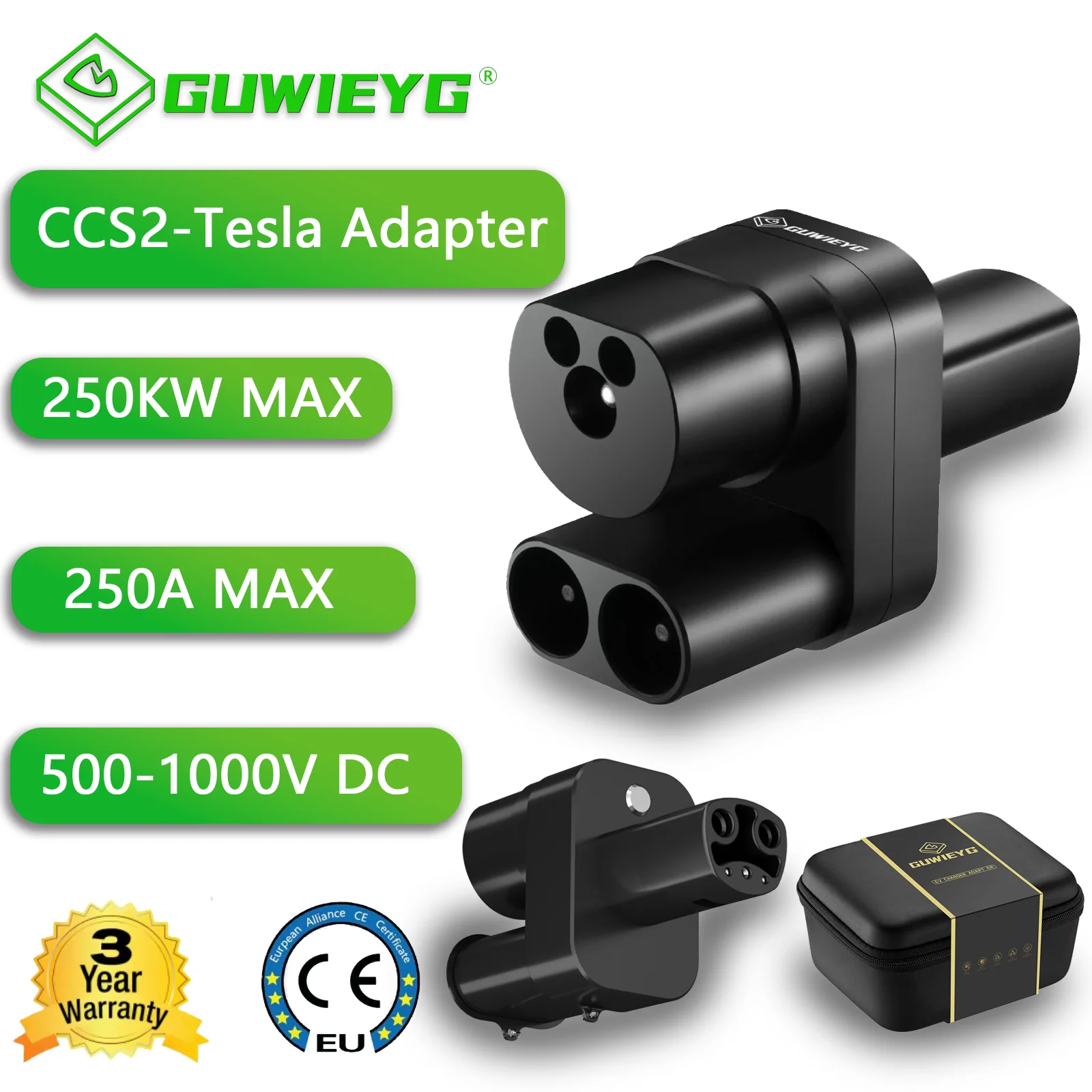 

CCS2 to Tesla Adapter Convertor 250Amper 1000V 250KW for Model 3/X/Y/S CCS COMBO 2 EV Charging Converter Adaptor CCS2 Tesla