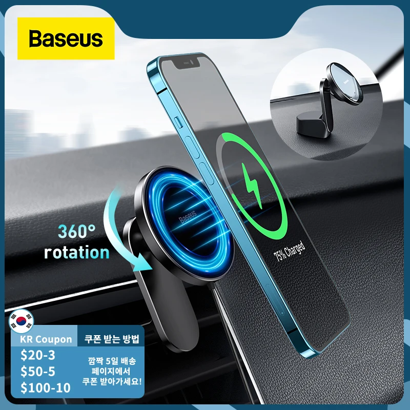 baseus magnetic car phone holder wireless charger for iphone 13 iphone 12 pro max wireless charging car charger phone holder free global shipping
