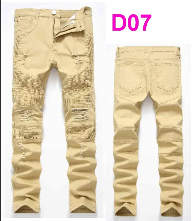 Men Jeans Pants High Quality Patches Denim Pants Hold Beggar Jeans Color Contrast Street Fashion Jeans Pants Size 28-42