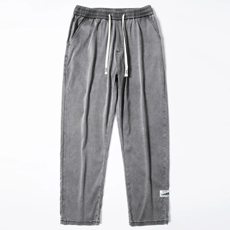 Summer Men's Jeans Soft Lyocell Fabric Thin Loose wide-leg Straight Pants  Elastic Waist Casual Trousers Sweat Pants Size M-6xl