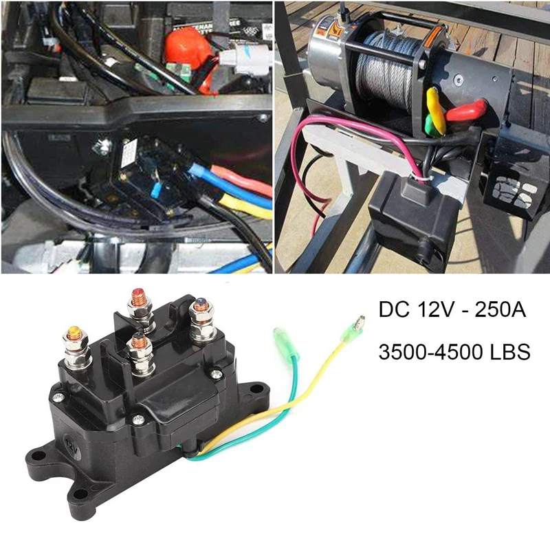 

12V 250A Winch Relay Winch Rocker Thumb Switch Combo with 6 Protecting Caps Universal for ATV UTV 2000-5000 Lbs Winch